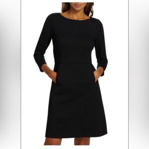Spanx Black Rayon Blend 3/4 Sleeve Pockets Perfect A Line Dress Sz. M